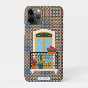 Lissabon huis raam met planten en tegels iPhone 11 pro hoesje