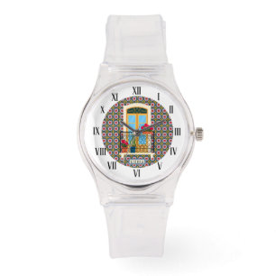 Lissabon huisraam met planten en tegels horloge