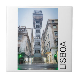 Lissabon in Portugal met Retro Lift Souvenir Tegeltje