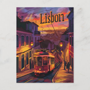 Lissabon Lights: Zonsondergang, Nightfall en Tram Briefkaart