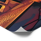 Lissabon Lights: Zonsondergang, Nightfall en Tram Poster (Hoek)