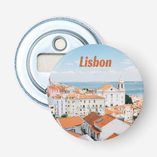 Lissabon Portugal Atlantische stranden Rode Daken Button Flesopener