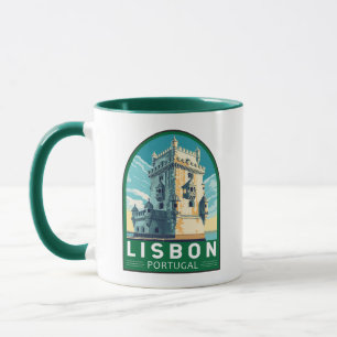 Lissabon Portugal Belem Tower Travel Retro Embleem Mok