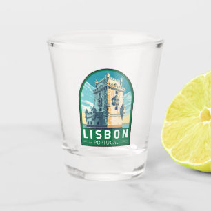 Lissabon Portugal Belem Tower Travel Retro Embleem Shot Glas