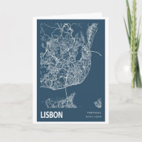 Lissabon Portugal City Map Line Art Blue Print