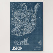Lissabon Portugal City Map Line Art Blue Print Legpuzzel (Verticaal)