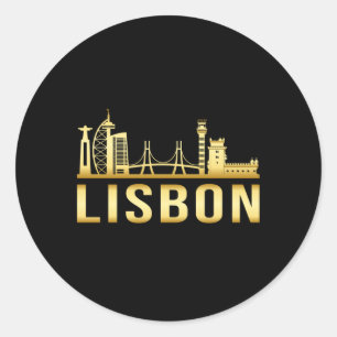 Lissabon Portugal City Skyline Cityscape Funny Gif Ronde Sticker