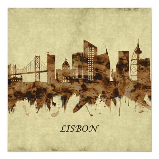 Lissabon Portugal Cityscape Perfect Poster (Voorkant)