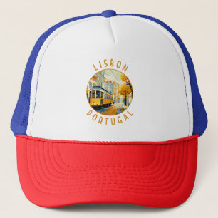Lissabon Portugal gele tram retro noodlijdend Trucker Pet