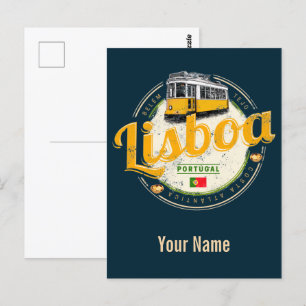 Lissabon Portugal met de Souvenir van Retro Tram Briefkaart