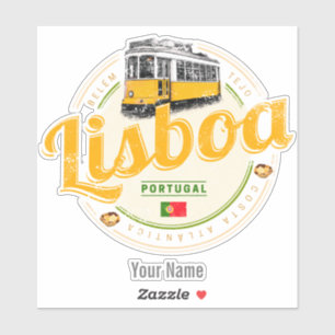 Lissabon Portugal met de  Souvenir van Retro Tram Sticker