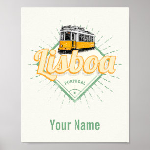 Lissabon Portugal met feestdag met Retro Tram Poster