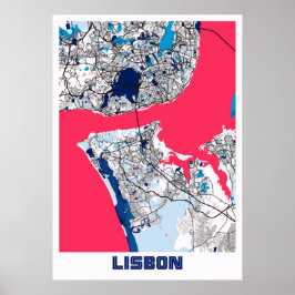 Lissabon - Portugal MilkTea City Map Poster