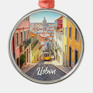 Lissabon Portugal Pantheon Alfama Aquarel Metalen Ornament
