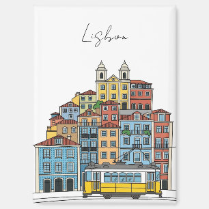 Lissabon Portugal Pantheon Alfama Illustratie Magneet