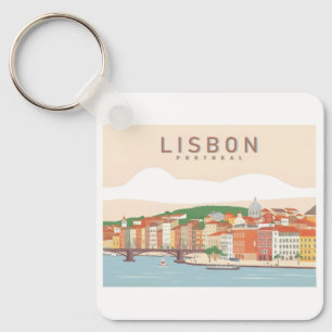 Lissabon Portugal Pastel Travel Design Sleutelhanger