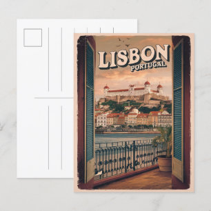 Lissabon Portugal Reisgeschenken Balkon uitzicht Briefkaart