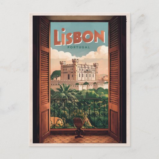 Lissabon Portugal Reizen, raam uitzicht geschenke Briefkaart (Voorkant)