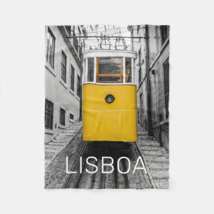 Lissabon Portugal Retro Tram Souvenir Fleece Deken