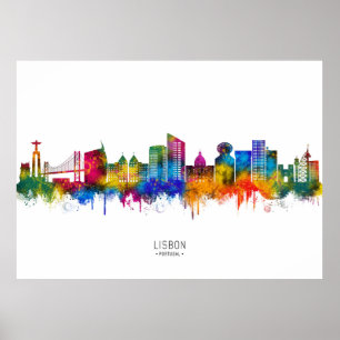 Lissabon Portugal Silhouet Poster