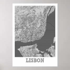 Lissabon - Portugal - Stadskaart Poster