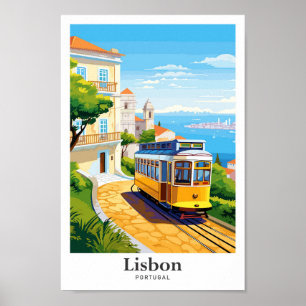 Lissabon Portugal Travel Portret Illustratie Poster