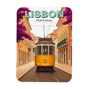 Lissabon Portugal Travel Yellow Tram Magneet
