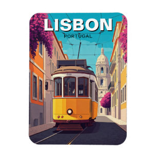 Lissabon Portugal Travel Yellow Tram Magneet