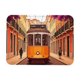 Lissabon Portugal Travel Yellow Tram Magneet