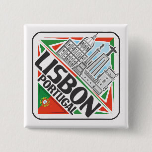 Lissabon Portugal Vierkante Button 5,1 Cm