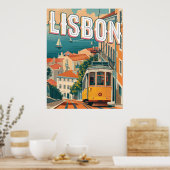Lissabon, Portugal Vintage Reizen Poster (Keuken)