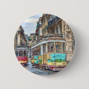 Lissabon Portugal Vintage Travel Ronde Button 5,7 Cm