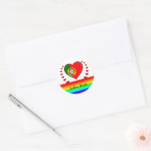 Lissabon Pride & Hearts & Regenboogvlag / Liefde Ronde Sticker (Envelop)