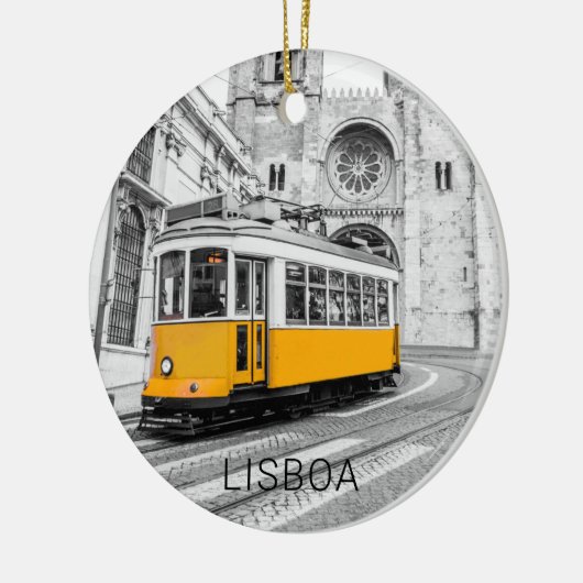 Lissabon Retro Tram Portugal Streetcar Keramisch Ornament (Links)