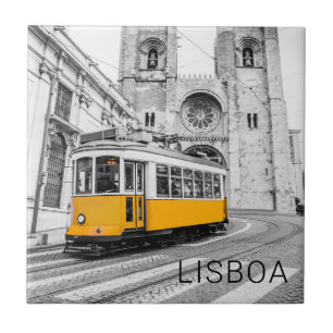 Lissabon Retro Tram Portugal  Streetcar Tegeltje