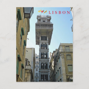Lissabon Santa Justa Lift uitzicht ansichtkaart Briefkaart