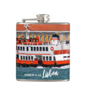 Lissabon skyline met oude veerboot op de Taag Heupfles (Voorkant)