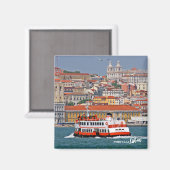 Lissabon skyline met oude veerboot op de Taag Magneet (Voorkant / Achterkant)