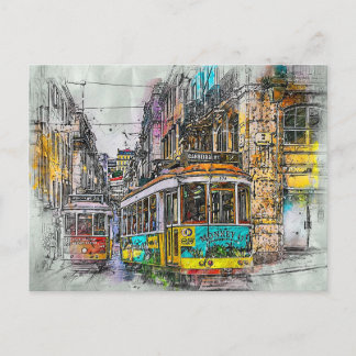 Lissabon Street Tram, Portugal Briefkaart