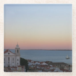 Lissabon Sunset Uitzichten Portugal Foto Glazen Onderzetter