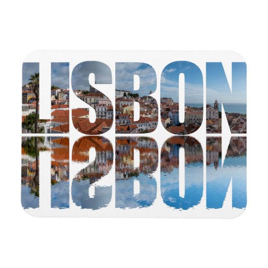 Lissabon tekst samengesteld oude stad uitzicht met magneet (Horizontaal)