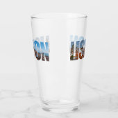 Lissabon tekst samengesteld uit oude stad panorami glas (Links)