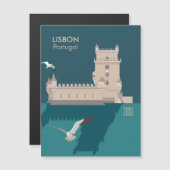 Lissabon Torre van Belem in vintage poster stijl (Voorkant / Achterkant)