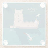 Lissabon Tower van Belem in het klassieke postermo Glazen Onderzetter (Achterkant)