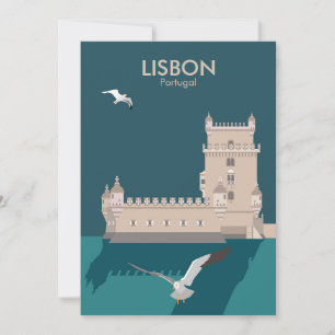 Lissabon Tower van Belem in het klassieke postermo Kaart