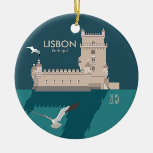 Lissabon Tower van Belem in het klassieke postermo Keramisch Ornament (Voorkant)