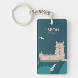 Lissabon Tower van Belem in het klassieke postermo Sleutelhanger