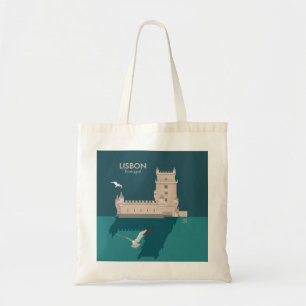 Lissabon Tower van Belem in het klassieke postermo Tote Bag