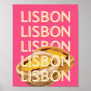 Lissabon Travel Art, Roze, Portugal Travel Art Poster
