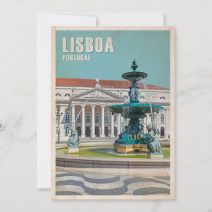 Lissabon Travel Poster D. Maria II Theater, Portug Bedankkaart